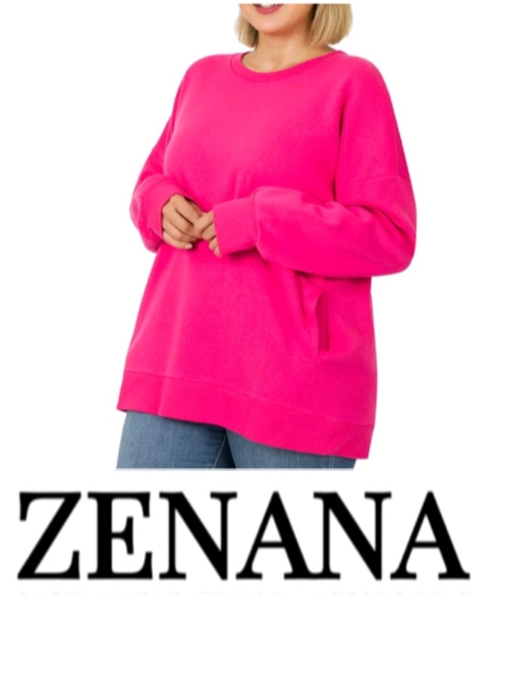 Zenana Outfitters Basic Relaxed Long Sleeve Round Neck pullover Sweatshirt